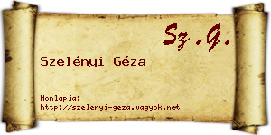 Szelényi Géza névjegykártya